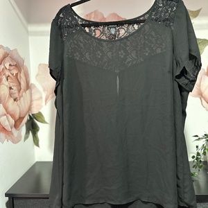 Torrid - Black Open Back Top - 2X - Sheer & Lace Detailing